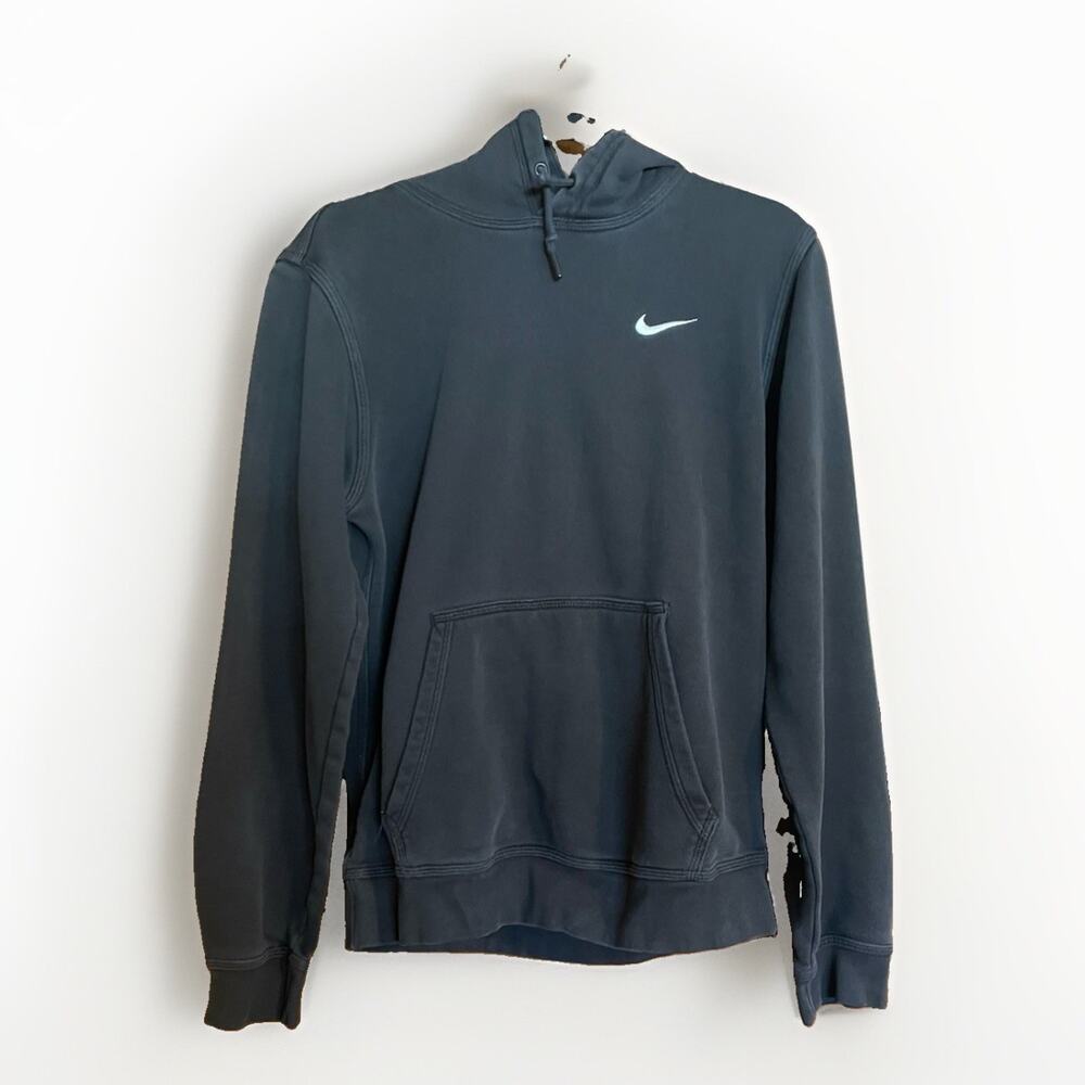 Nike Black Pullover Hoodie White Swoosh Size Small Sweatshirt